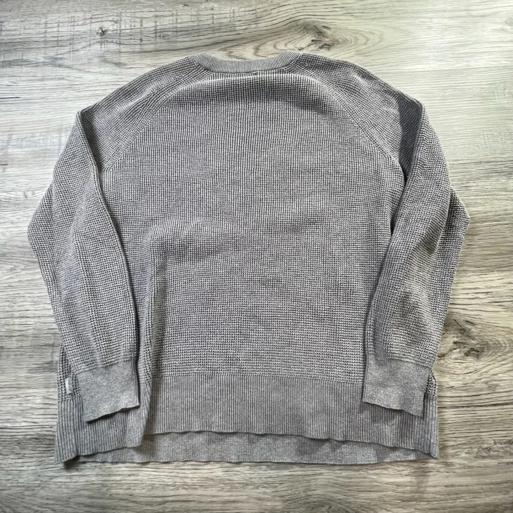 Eddie Bauer Sweater Men XL Gray Waffle Knit Raglan Crewneck Pullover Cotton J87 - Picture 5 of 8